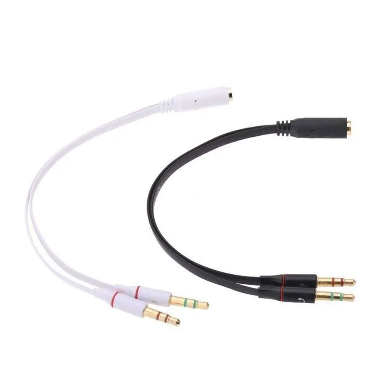 3.5mm Jack Y Splitter 2 Male to 1 Female Stereo Audio Headphone adapter Black cable