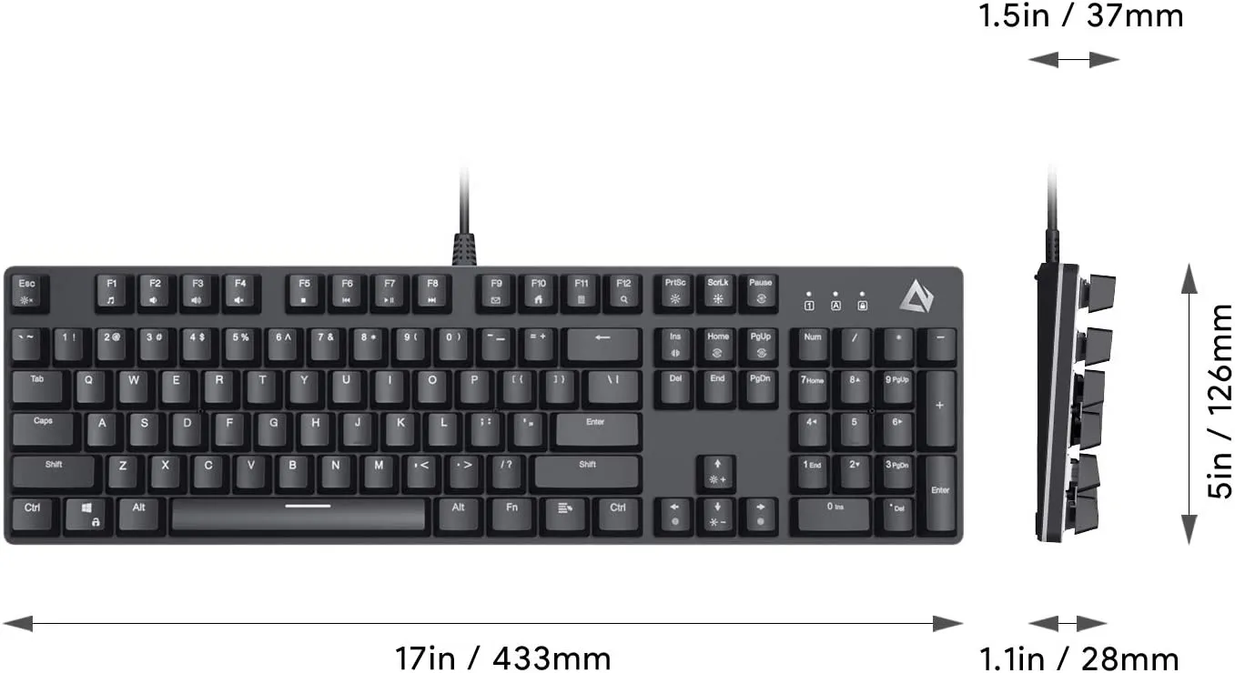 AUKEY Mechanical Gaming Keyboard with Customizable RGB Backlight for PC Laptop