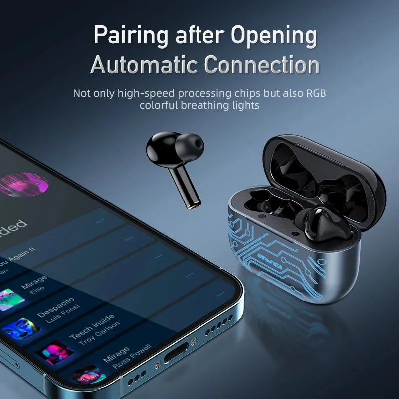 Awei TWS Bluetooth Earbuds I Touch Control, RGB, Gaming, Waterproof IP67