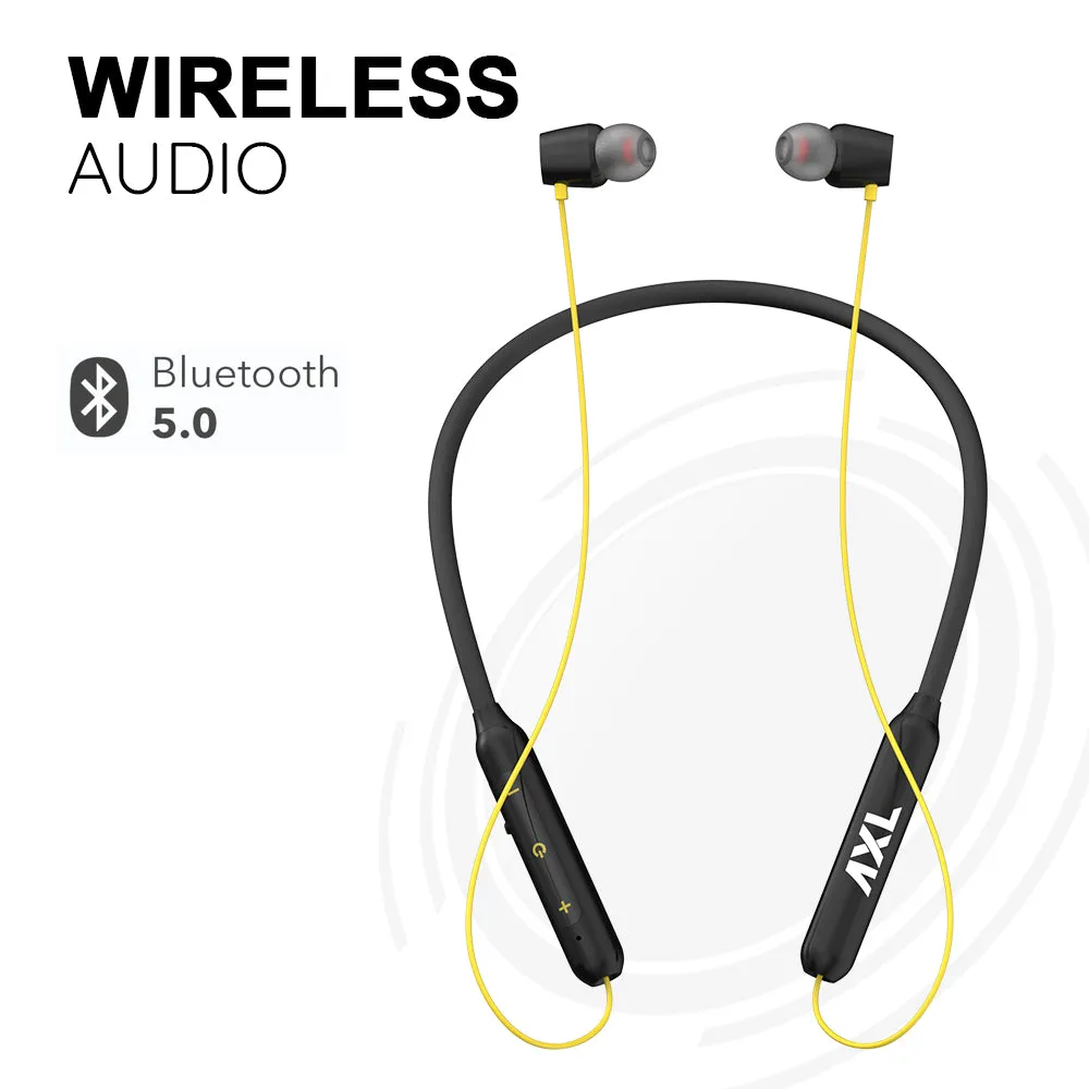 AXL NB09 Bluetooth 5.0 in Ear Neckband with Fast Charging, Up to 15 Hour Playtime, 10mm Extra Bass Drivers with HD Sound, Magnetic Earbuds