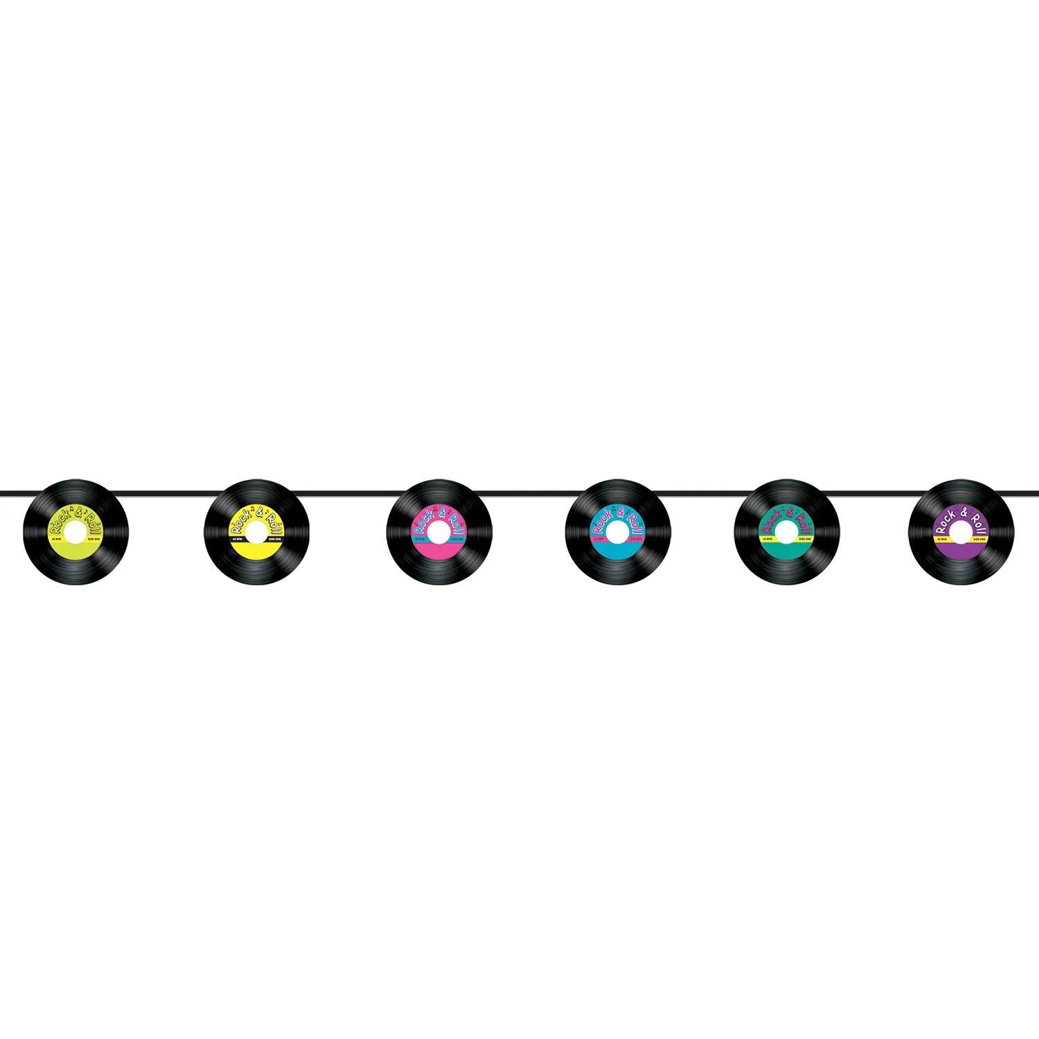 Beistle Records Streamer 7 in  x 8' (1/Pkg) Party Supply Decoration : 50's/Rock & Roll