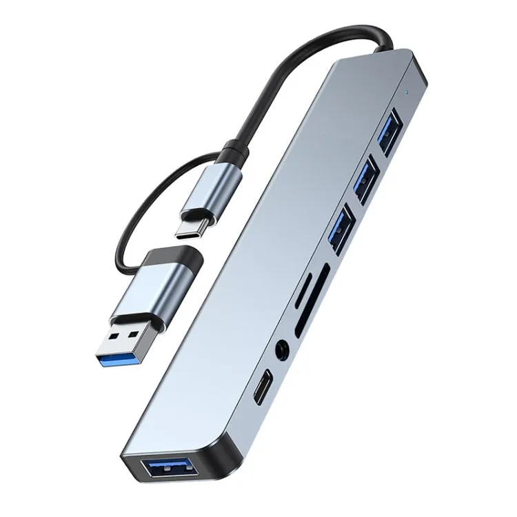 BYL-2218TU 8 in 1 USB   USB-C / Type-C to USB Multifunctional Docking Station HUB Adapter