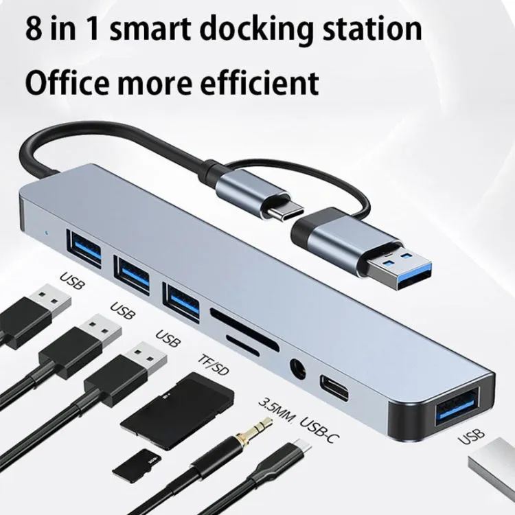 BYL-2218TU 8 in 1 USB   USB-C / Type-C to USB Multifunctional Docking Station HUB Adapter
