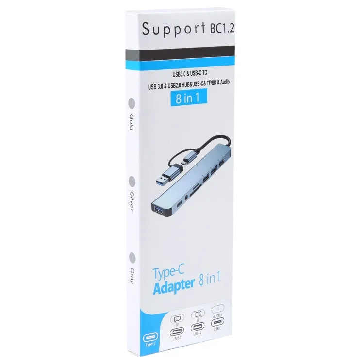 BYL-2218TU 8 in 1 USB   USB-C / Type-C to USB Multifunctional Docking Station HUB Adapter