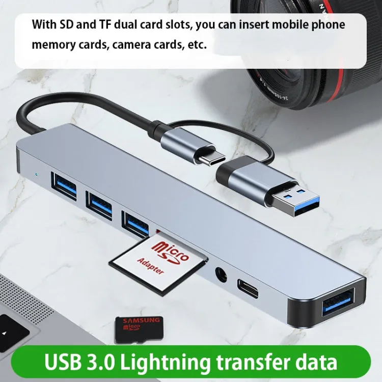 BYL-2218TU 8 in 1 USB   USB-C / Type-C to USB Multifunctional Docking Station HUB Adapter