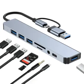 BYL-2218TU 8 in 1 USB   USB-C / Type-C to USB Multifunctional Docking Station HUB Adapter