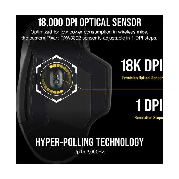 CORSAIR CH-9315411-NA Dark Core RGB Pro Wireless Gaming Mouse