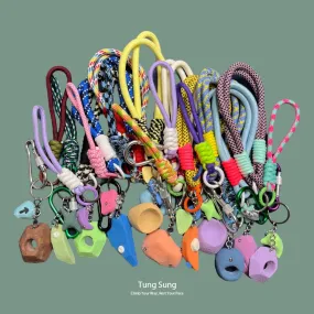 Handmade Rock Climbing Grip Keychain & Carabiner Phone Charm