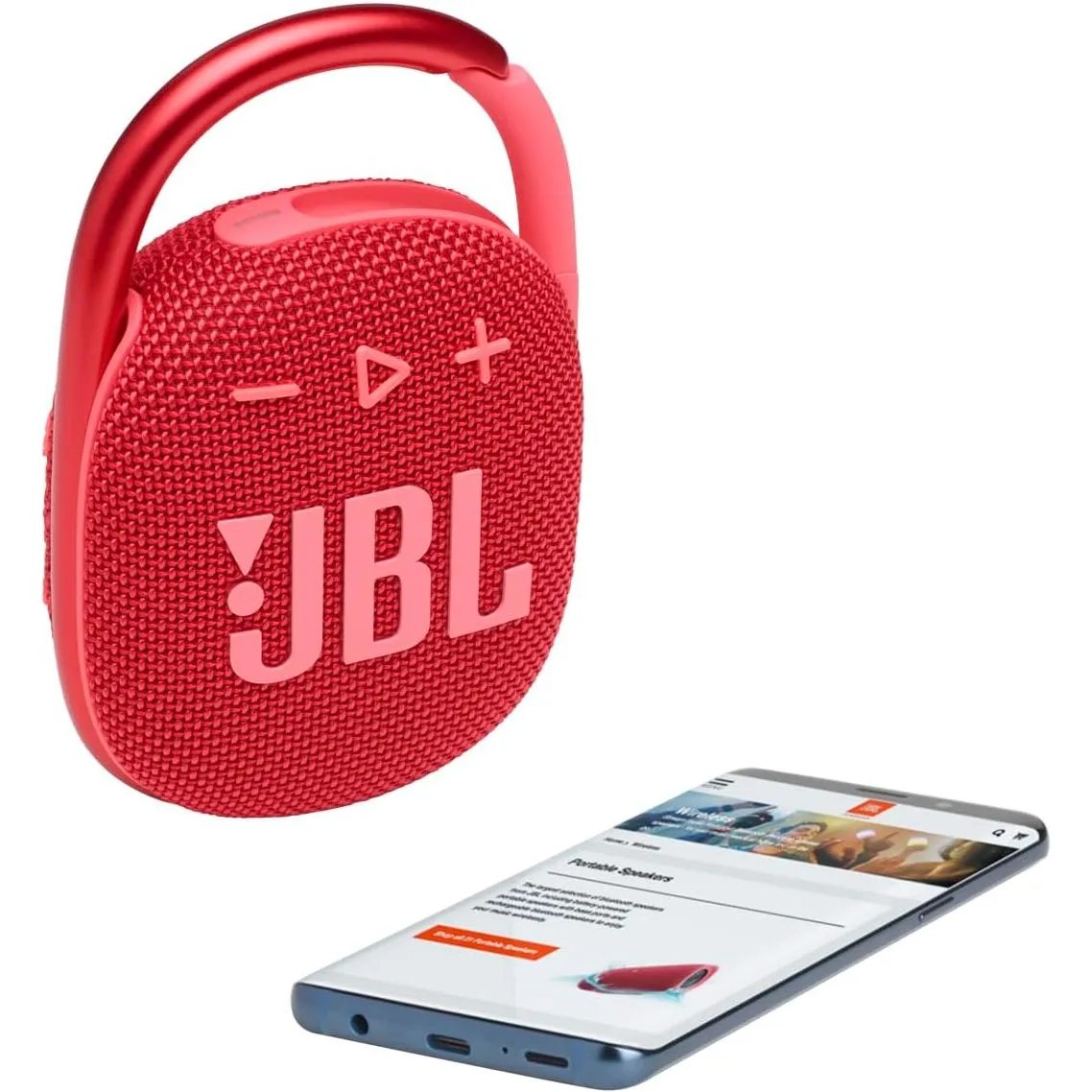 JBL Clip 4 Compact, Rugged, and Powerful Sound Portable Bluetooth Speaker - Red