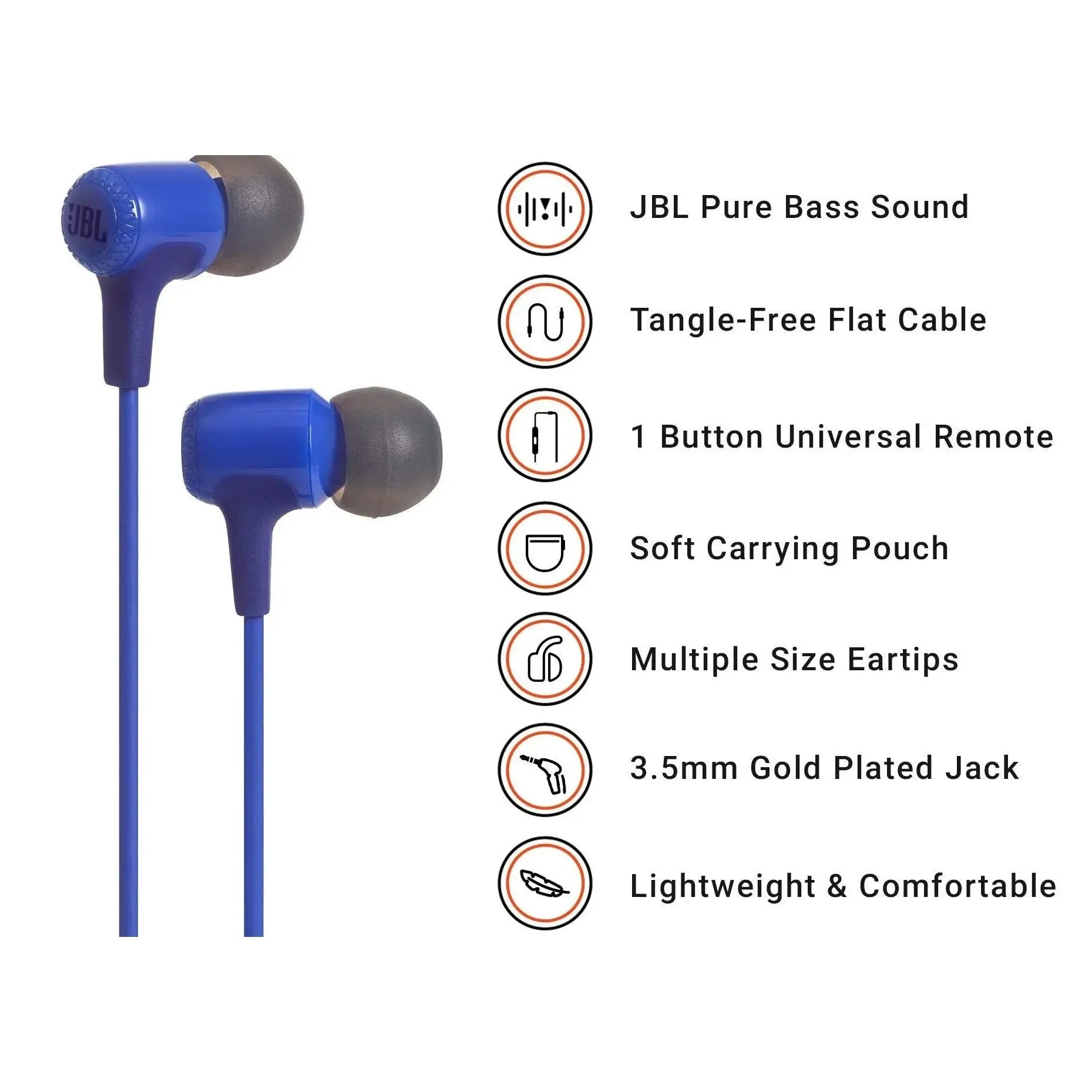 JBL E15 In-Ear Earphones Headphones With In-Line Microphone