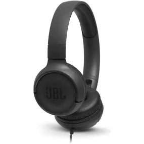 JBL T500 Over-Ear Headphones - Lightweight, Foldable, Pure Bass Sound, 1-Button Remote, Built-In Microphone, Black
