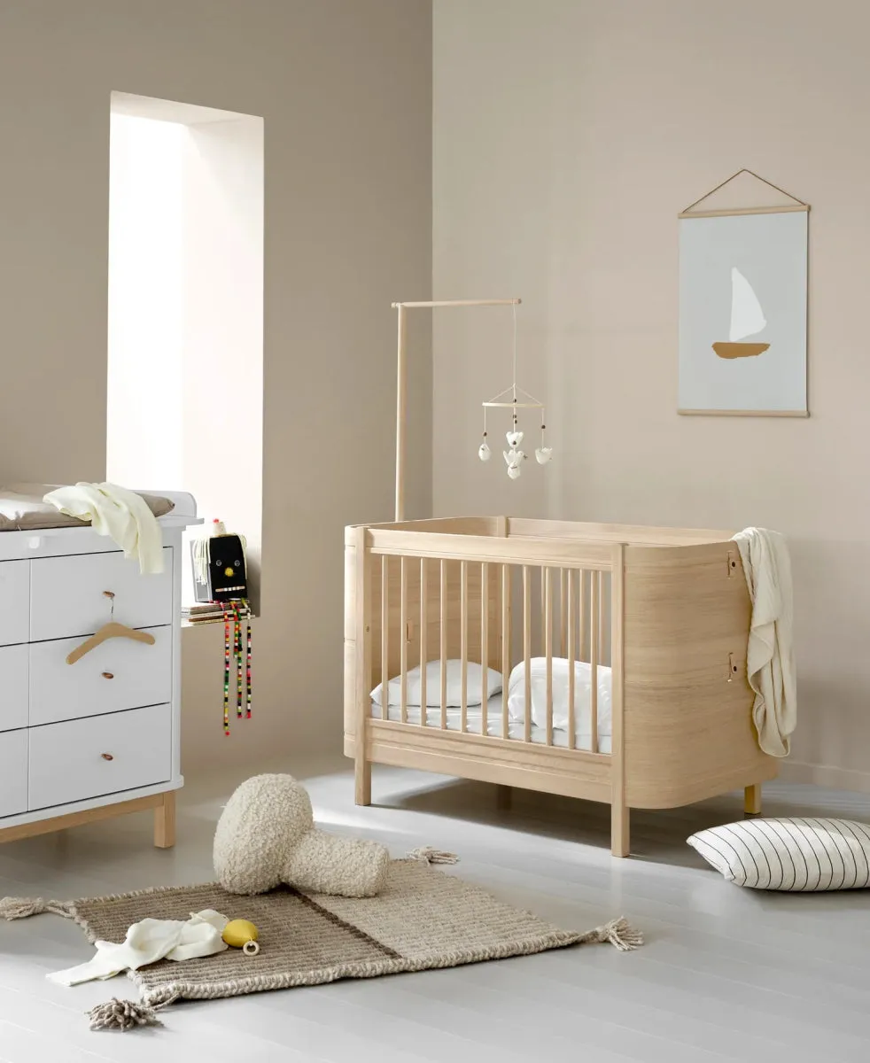 Lit Bébé Évolutif Wood Mini  Avec Kit Junior Inclus, Chêne