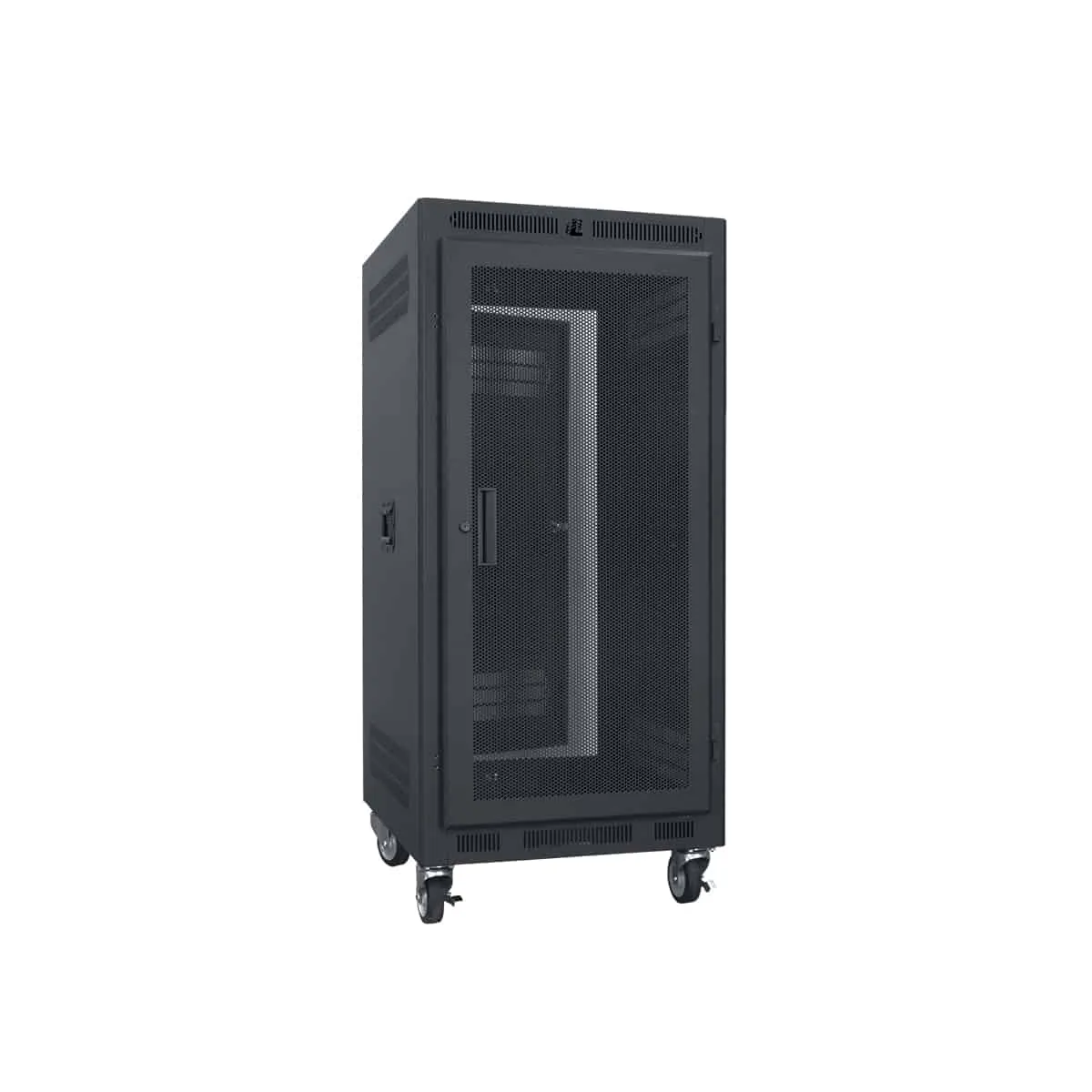 Lowell Mfg Equipment Rack-Portable-21U, 22in Deep, With Fully Vented Door