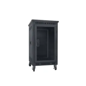 Lowell Mfg Equipment Rack-Portable-21U, 22in Deep, With Plexi Door, Graphite Top