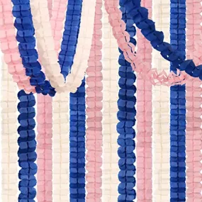 Navy-Blue Pink-Peach Party-Decorations Streamers Garland - 12pcs Gender Reveal Ideas 4-Leaf Clover Paper Banners Birthday Baby Bridal Shower Wedding Engagement Bachelorette backdrop Supplies Ouruola