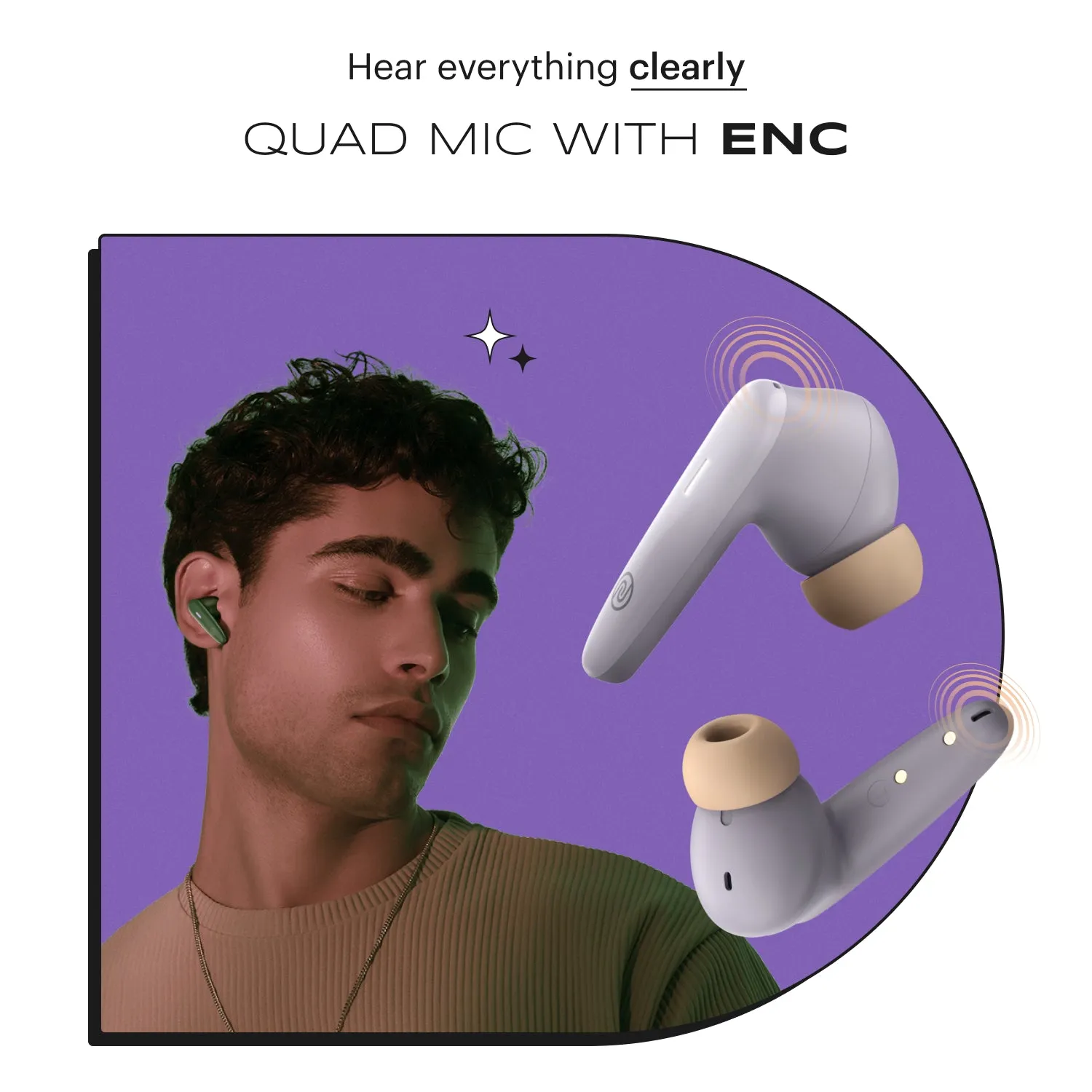 Noise Buds VS401 In-Ear Truly Wireless Earbuds with 50H of Playtime, Low Latency (up to 50ms), Quad Mic with ENC, Instacharge (10 min = 200 min), 10mm Driver, BT v5.3