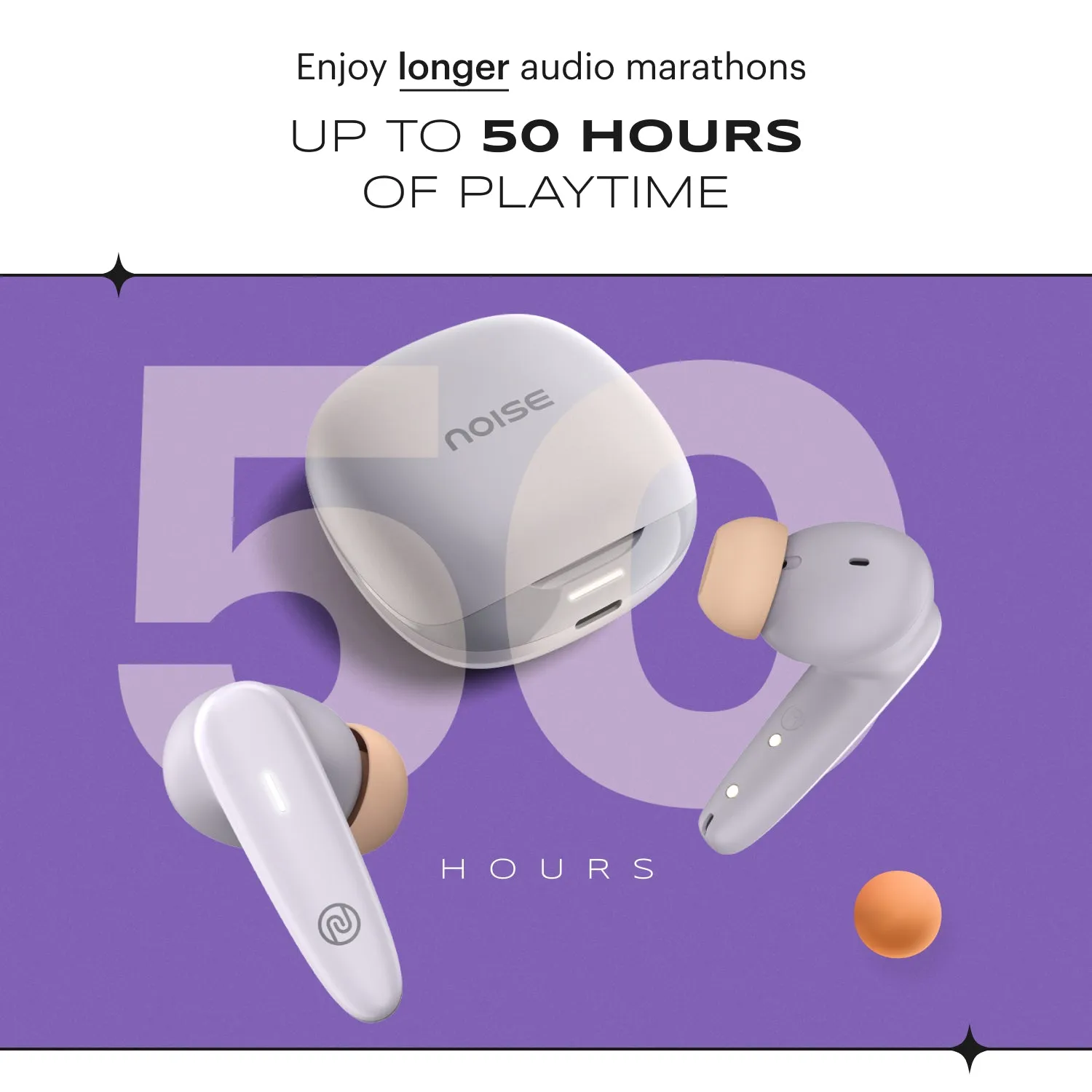 Noise Buds VS401 In-Ear Truly Wireless Earbuds with 50H of Playtime, Low Latency (up to 50ms), Quad Mic with ENC, Instacharge (10 min = 200 min), 10mm Driver, BT v5.3