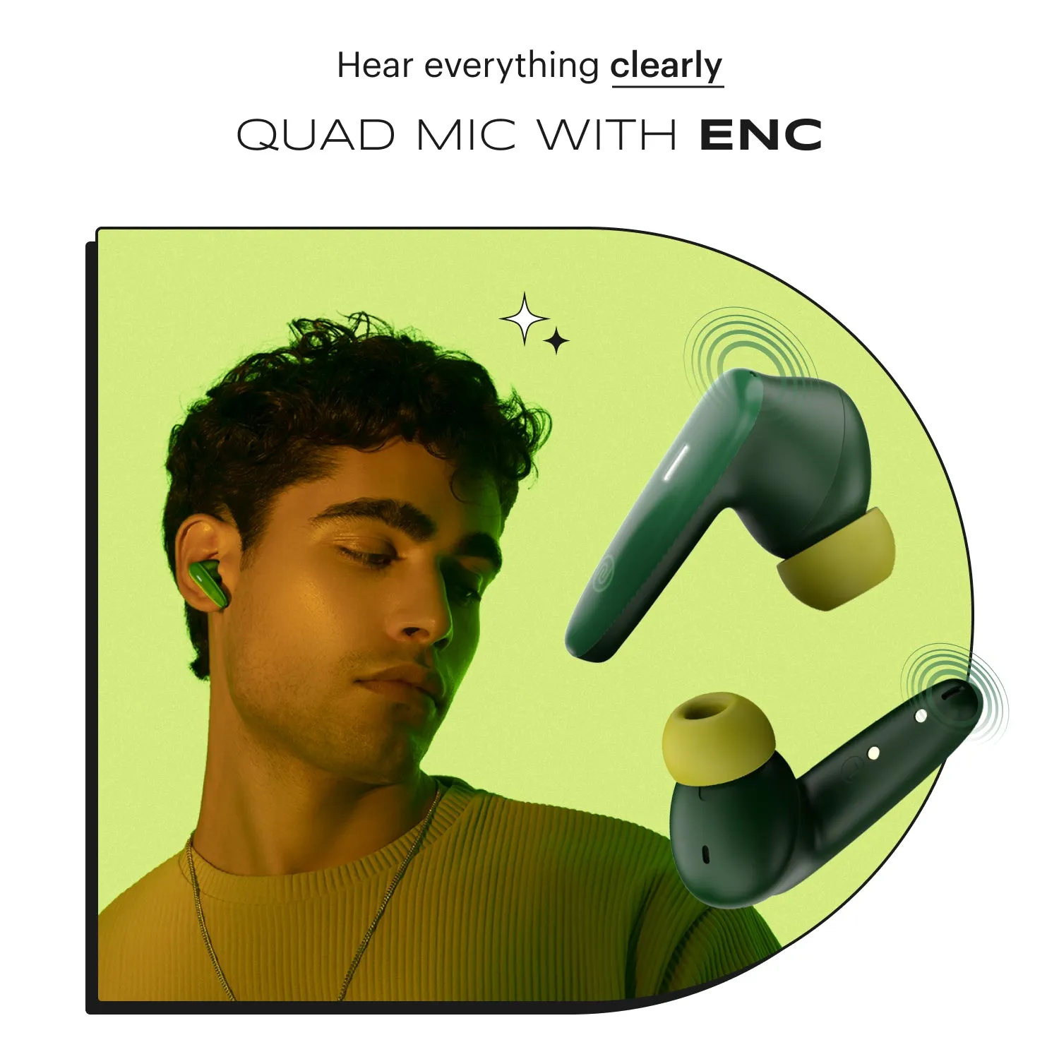 Noise Buds VS401 In-Ear Truly Wireless Earbuds with 50H of Playtime, Low Latency (up to 50ms), Quad Mic with ENC, Instacharge (10 min = 200 min), 10mm Driver, BT v5.3