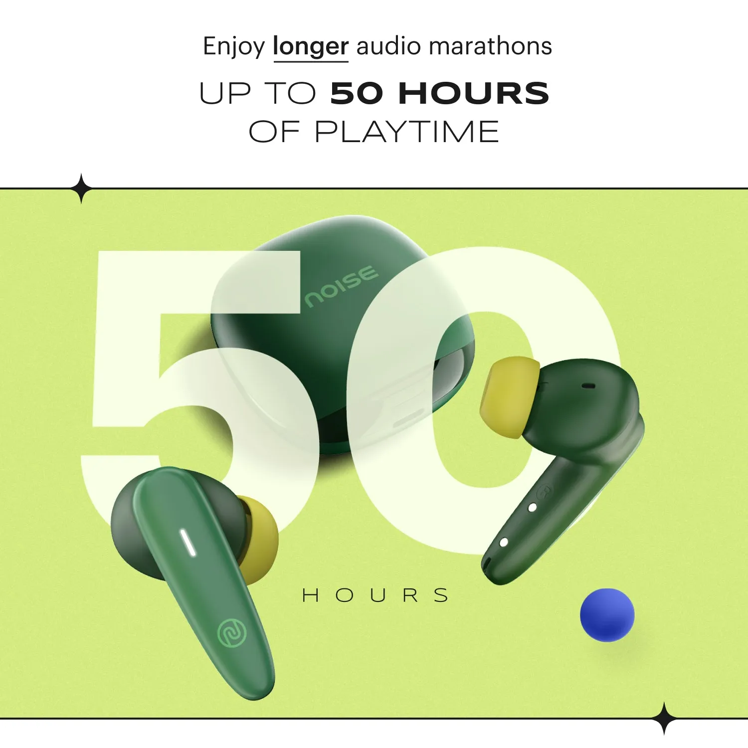 Noise Buds VS401 In-Ear Truly Wireless Earbuds with 50H of Playtime, Low Latency (up to 50ms), Quad Mic with ENC, Instacharge (10 min = 200 min), 10mm Driver, BT v5.3