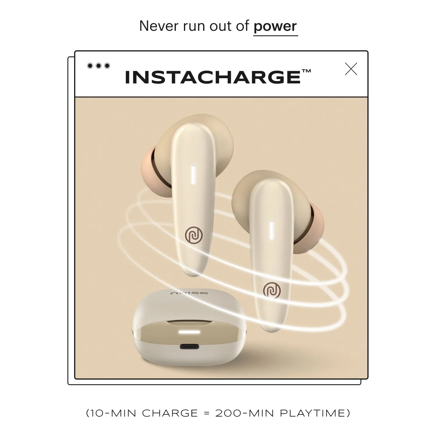 Noise Buds VS401 In-Ear Truly Wireless Earbuds with 50H of Playtime, Low Latency (up to 50ms), Quad Mic with ENC, Instacharge (10 min = 200 min), 10mm Driver, BT v5.3