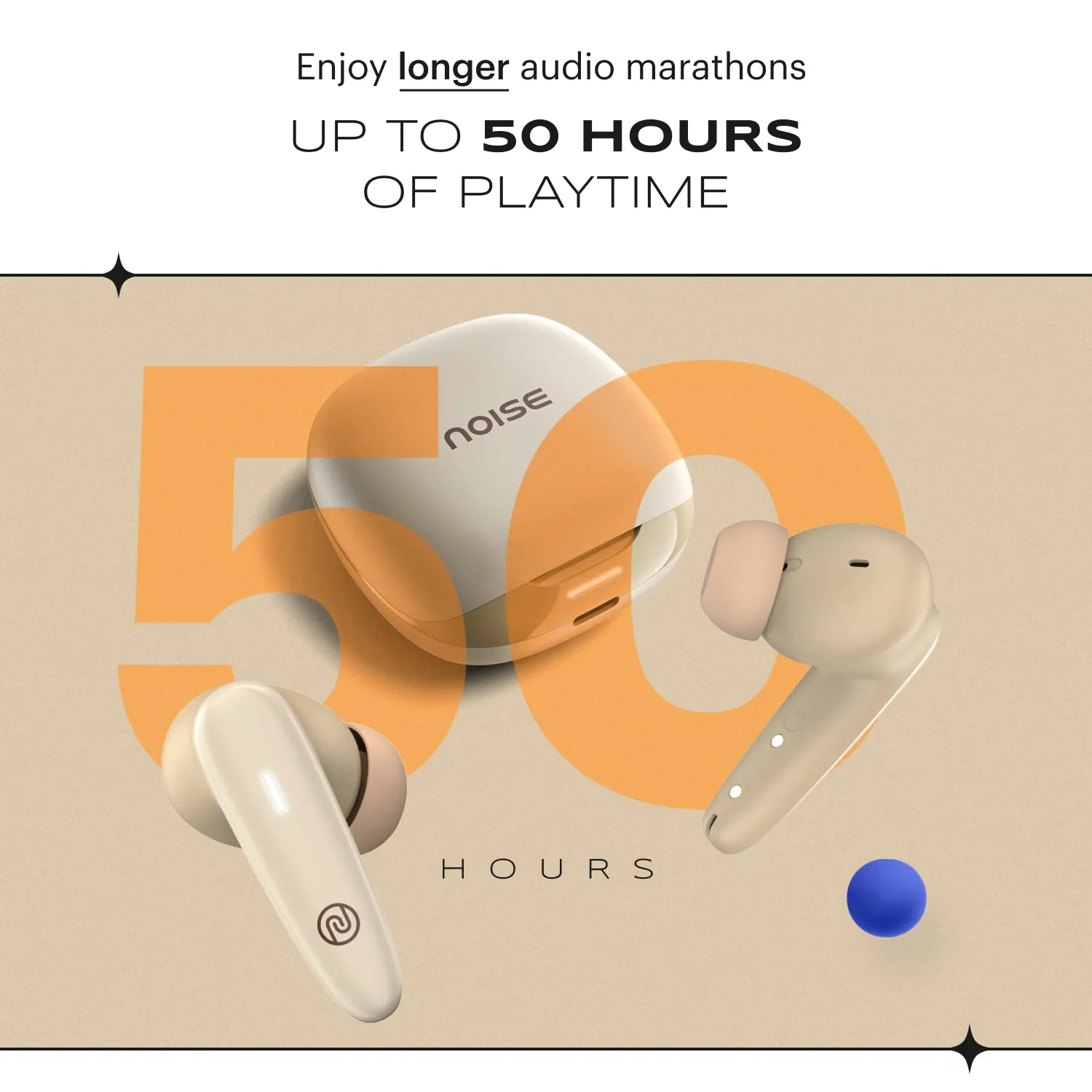 Noise Buds VS401 In-Ear Truly Wireless Earbuds with 50H of Playtime, Low Latency (up to 50ms), Quad Mic with ENC, Instacharge (10 min = 200 min), 10mm Driver, BT v5.3