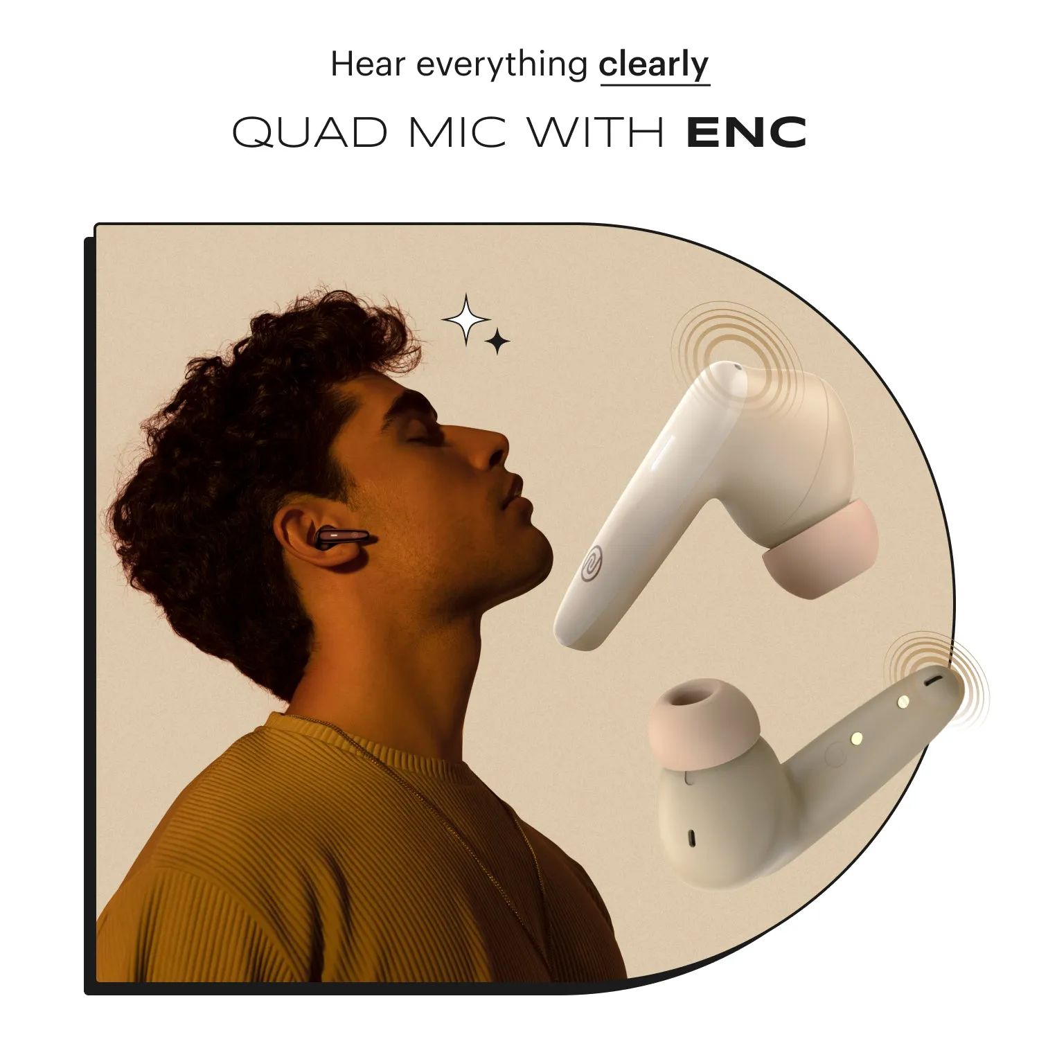 Noise Buds VS401 In-Ear Truly Wireless Earbuds with 50H of Playtime, Low Latency (up to 50ms), Quad Mic with ENC, Instacharge (10 min = 200 min), 10mm Driver, BT v5.3