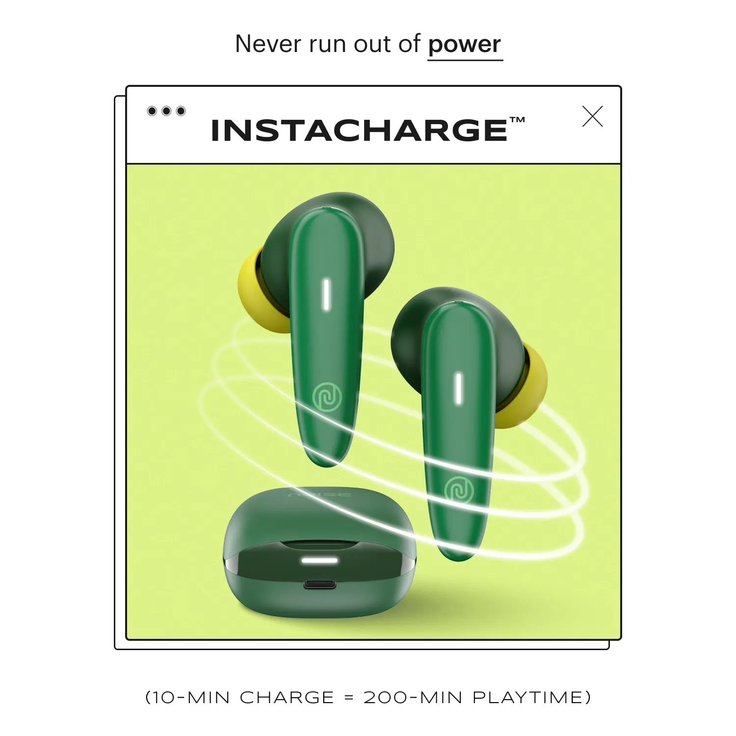 Noise Buds VS401 In-Ear Truly Wireless Earbuds with 50H of Playtime, Low Latency (up to 50ms), Quad Mic with ENC, Instacharge (10 min = 200 min), 10mm Driver, BT v5.3