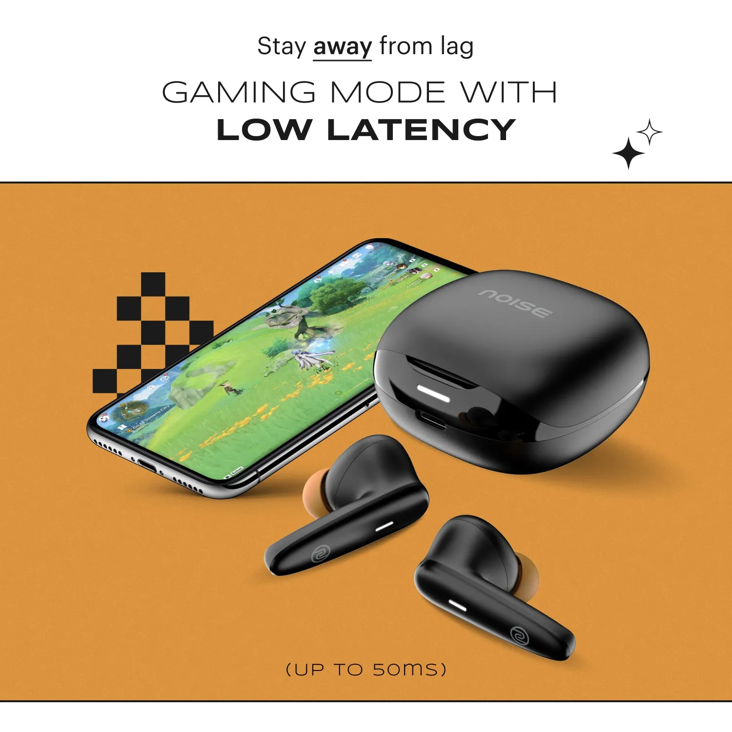 Noise Buds VS401 In-Ear Truly Wireless Earbuds with 50H of Playtime, Low Latency (up to 50ms), Quad Mic with ENC, Instacharge (10 min = 200 min), 10mm Driver, BT v5.3