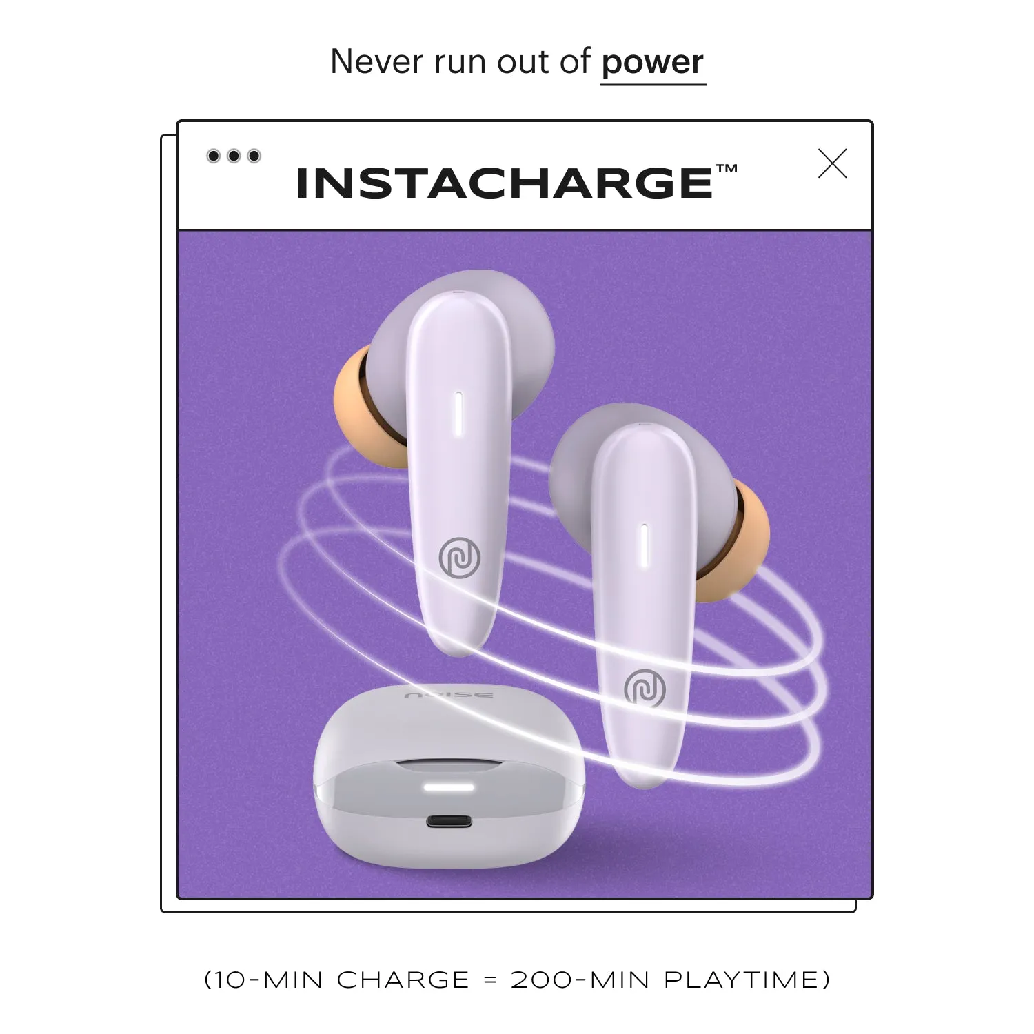 Noise Buds VS401 In-Ear Truly Wireless Earbuds with 50H of Playtime, Low Latency (up to 50ms), Quad Mic with ENC, Instacharge (10 min = 200 min), 10mm Driver, BT v5.3