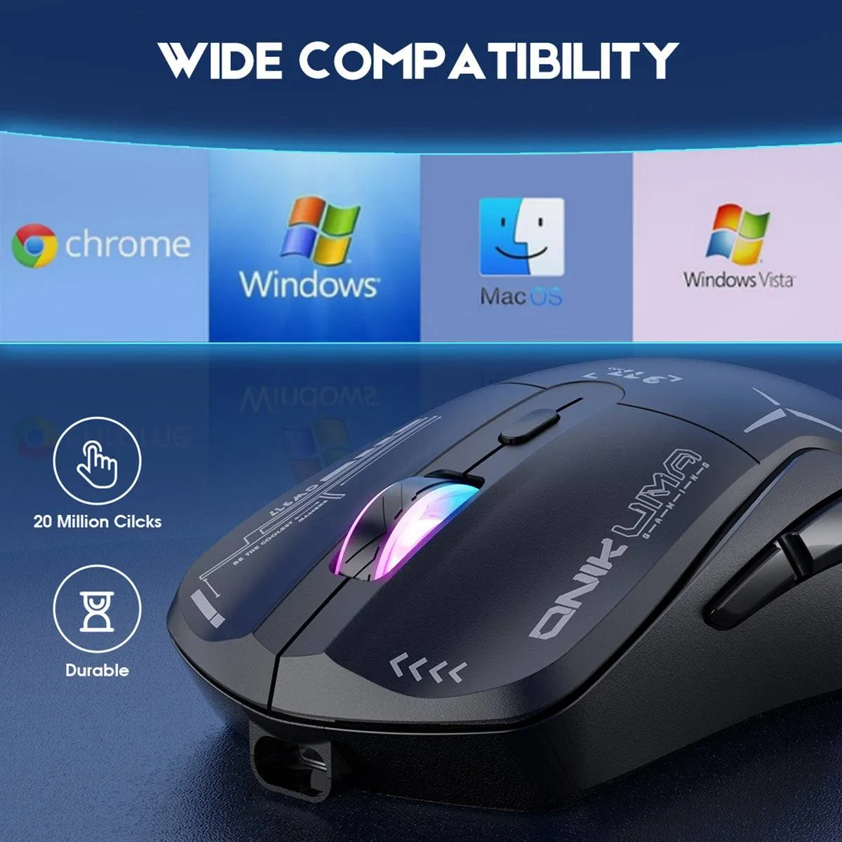 ONIKUMA CW917 Dual Mode Gaming Mouse RGB 4800DPI Wired   2.4GHz Wireless