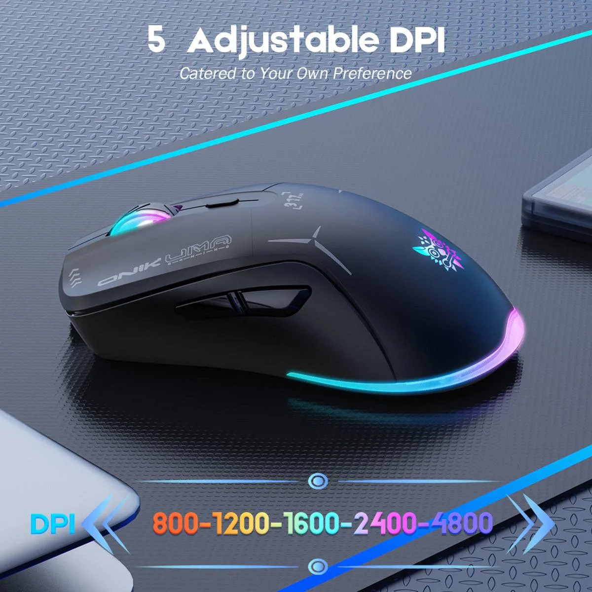 ONIKUMA CW917 Dual Mode Gaming Mouse RGB 4800DPI Wired   2.4GHz Wireless