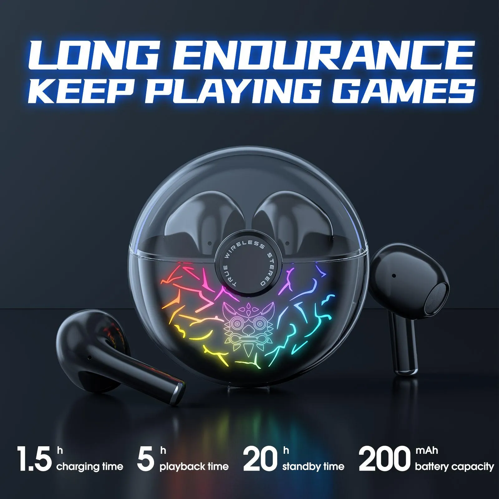 ONIKUMA T35 Bluetooth 5.1 Gaming Earbuds 60ms Latency Active Noise Reduction Fast Charging Earphone