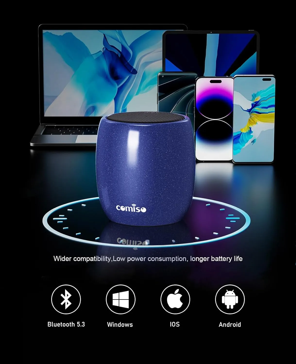 Portable Bluetooth Speaker with 360° HD Stereo Sound  Powerful Bass