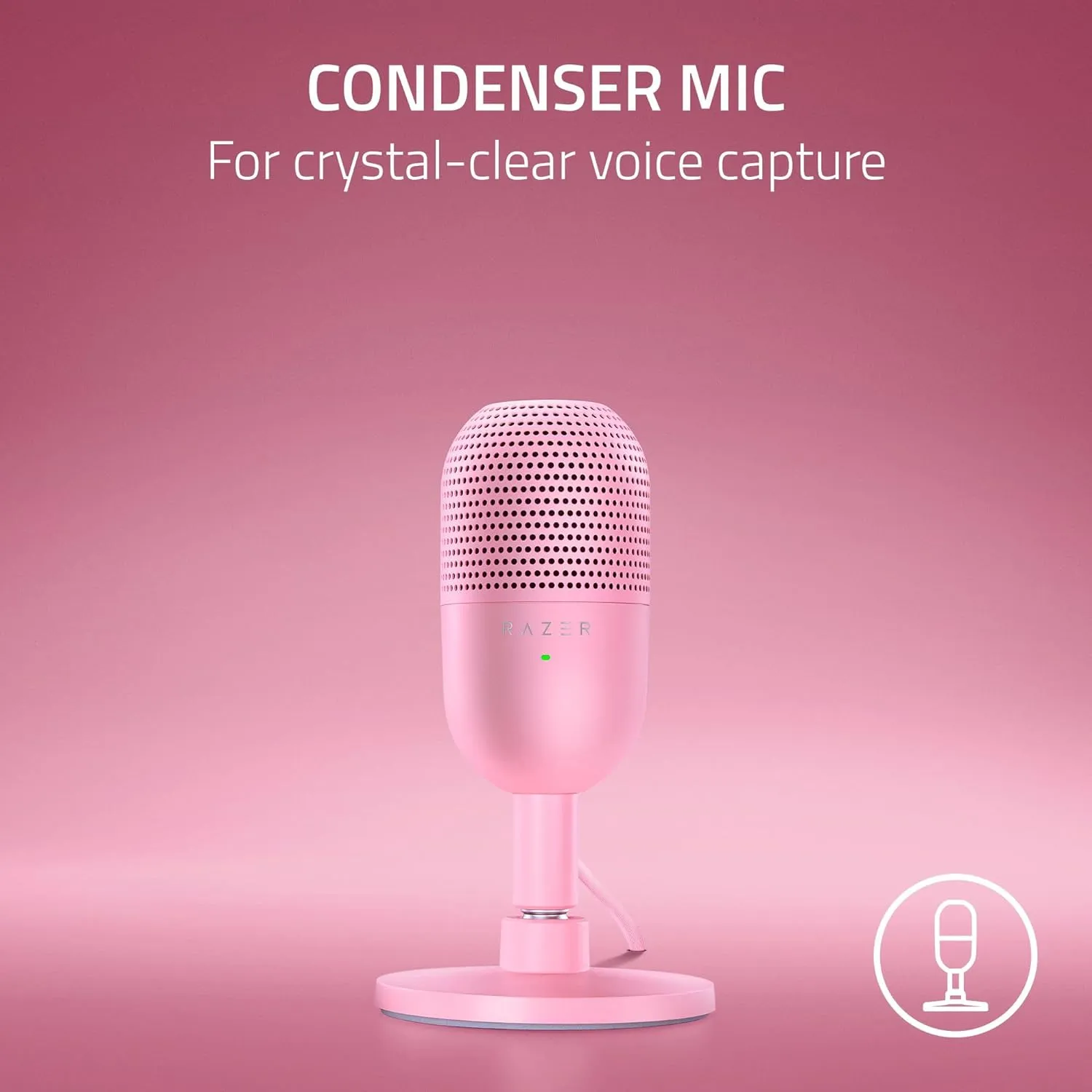 Razer Seiren V3 Mini Wired USB Gaming Ultra-Compact Condenser Microphone with Tap-to-Mute | Sensor with LED Indicator