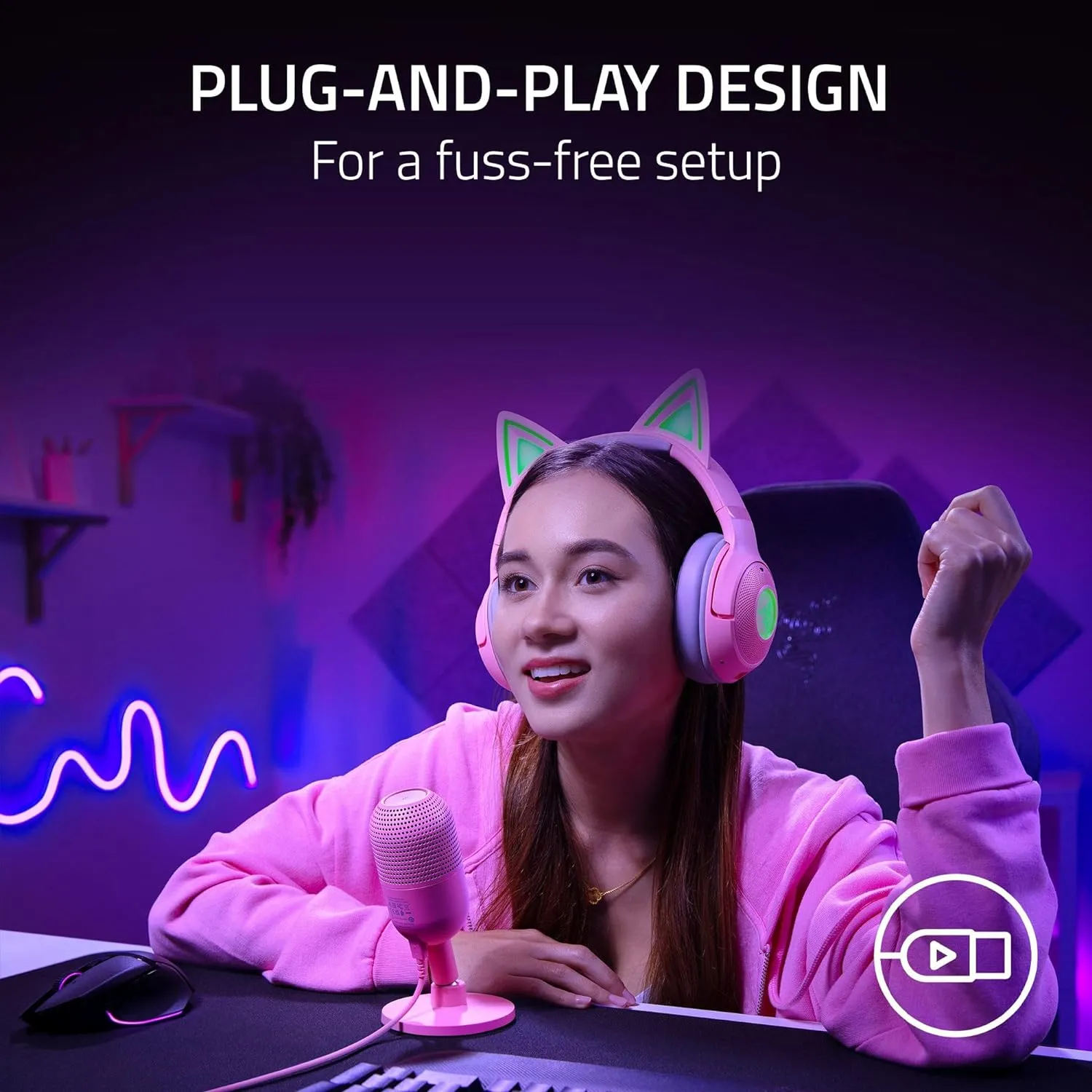 Razer Seiren V3 Mini Wired USB Gaming Ultra-Compact Condenser Microphone with Tap-to-Mute | Sensor with LED Indicator