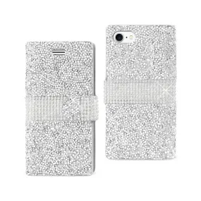 Reiko REIKO IPHONE 7 JEWELRY RHINESTONE WALLET CASE IN SILVER