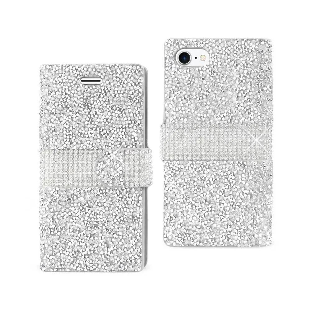 Reiko REIKO IPHONE 7 JEWELRY RHINESTONE WALLET CASE IN SILVER