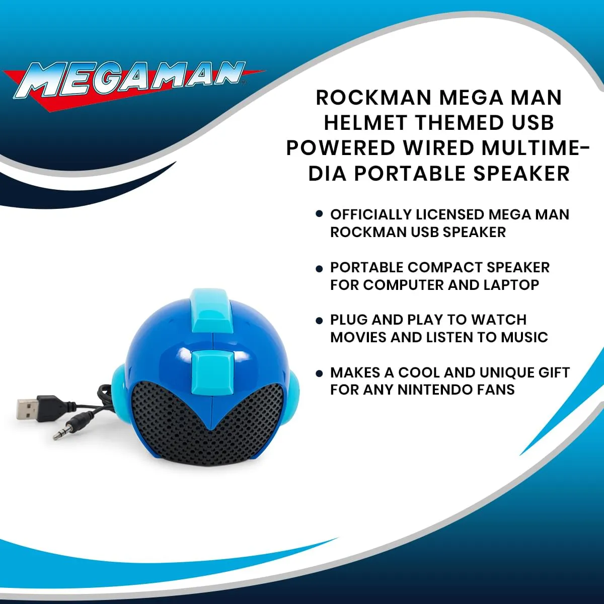 Rockman Mega Man Helmet Themed USB Powered Wired Multimedia Portable Speaker