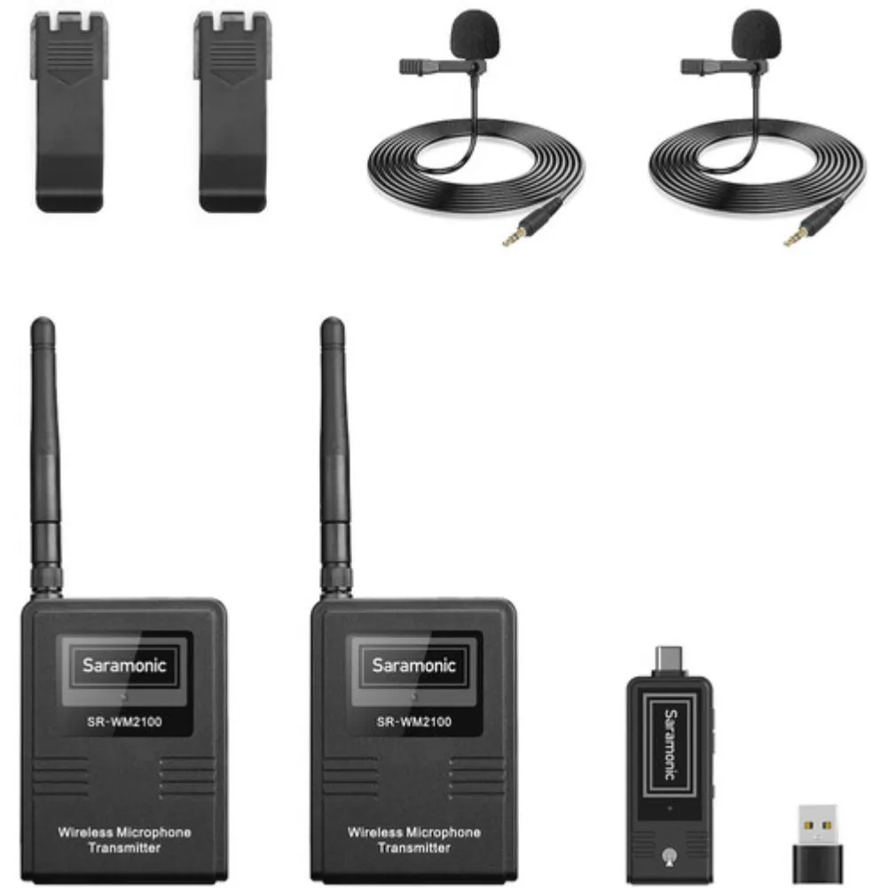 Saramonic SR-WM2100 U2 2-Person Wireless Omni Lavalier Microphone System for USB Mobile Devices (2.4 GHz)