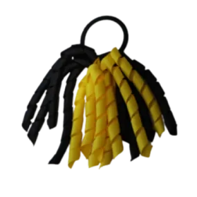 School Hair Accessories Short Curly Ponytail Streamer Hair Tie - Daffodil Yellow (28 colours options to pick from)