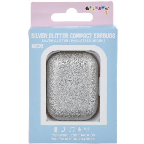 Luxurious Silver Glitter High-Quality Wireless Earbuds
