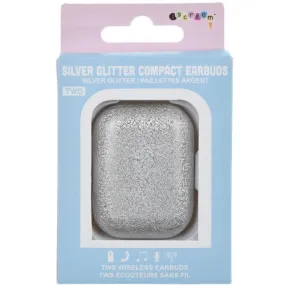 Luxurious Silver Glitter High-Quality Wireless Earbuds
