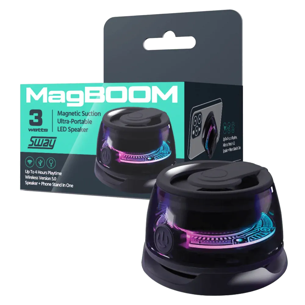 Sway Magboom Led Magnetic Bluetooth Speaker (12 Pack) Black