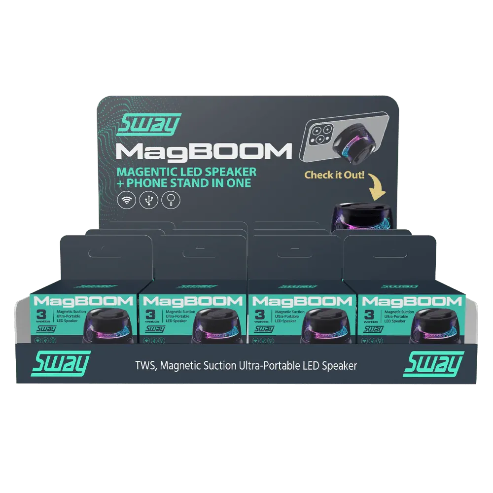 Sway Magboom Led Magnetic Bluetooth Speaker (12 Pack) Black