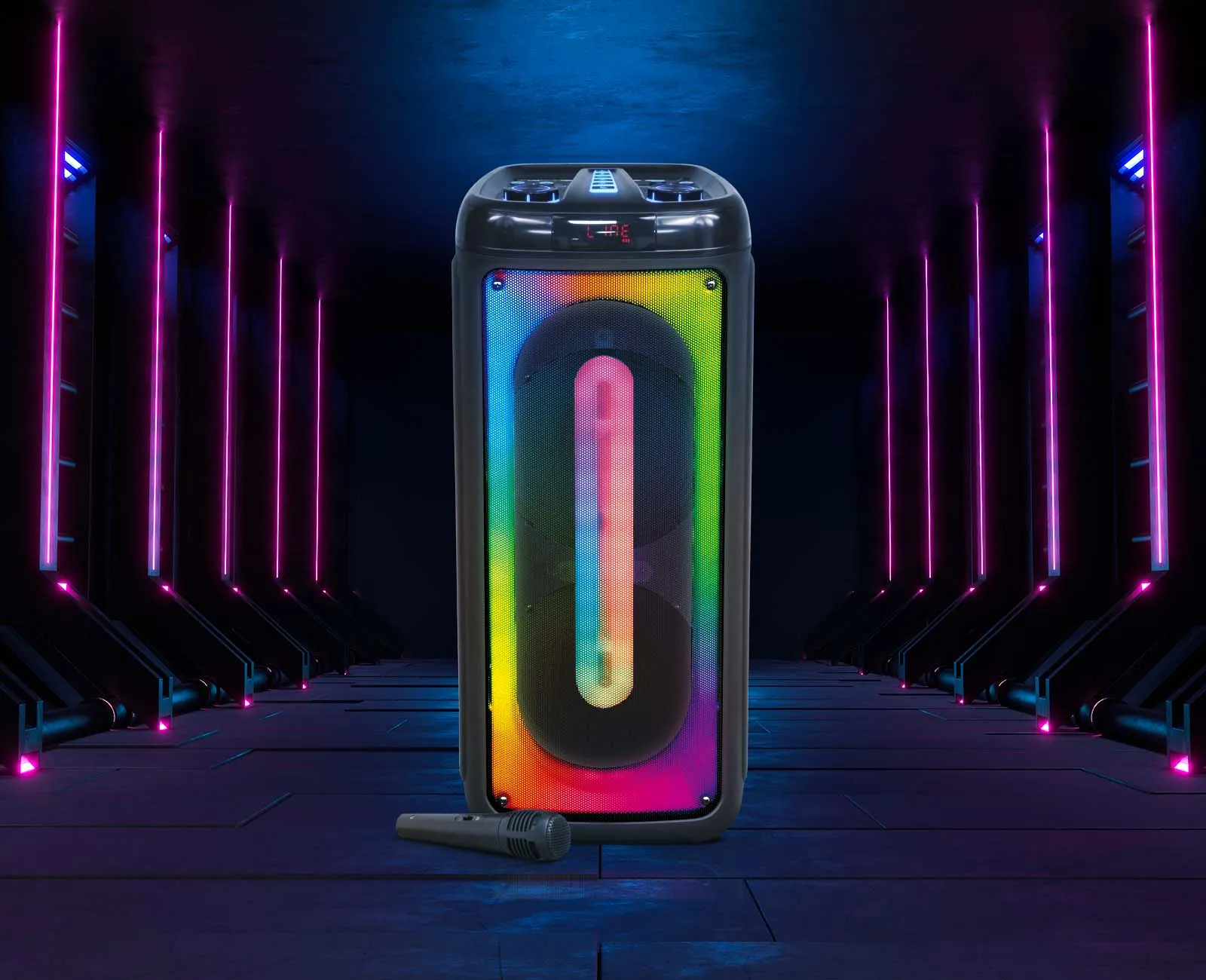 TOPTECH AL-802, 2x8'' Bluetooth Speaker with Flame Effect, 10,000 Watts, 360° Stereo Sound