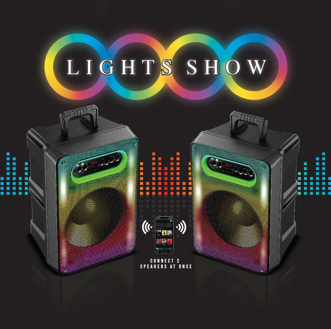 TOPTECH RIO-12 12” Bluetooth Speaker with TWS Stereo & 5000W Sound, Disco Lights