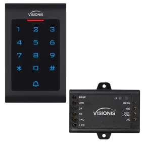 Visionis VIS-3002 - Access Control Indoor Only Digital Touch Keypad   Reader Standalone with Mini Controller, Wiegand 26, Standard Design, No Software, EM Cards, 1000 Users