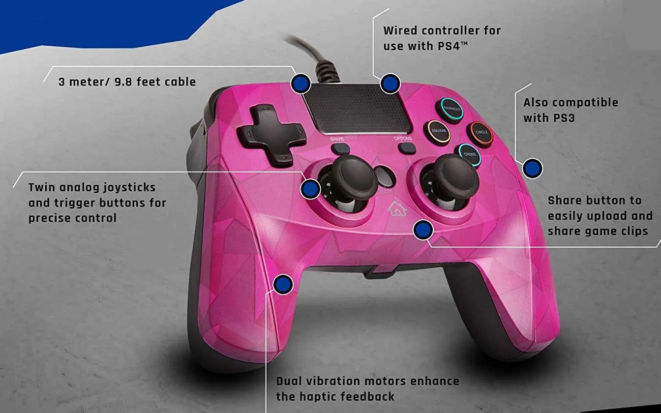 Wired PS4 Controller with 3M Cable BOLT AXTION