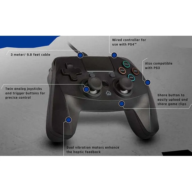Wired PS4 Controller with 3M Cable BOLT AXTION