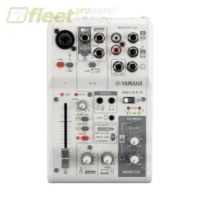 YAMAHA 3-CHANNEL LIVE STREAMING MIXER WITH USB AUDIO INTERFACE - WHITE